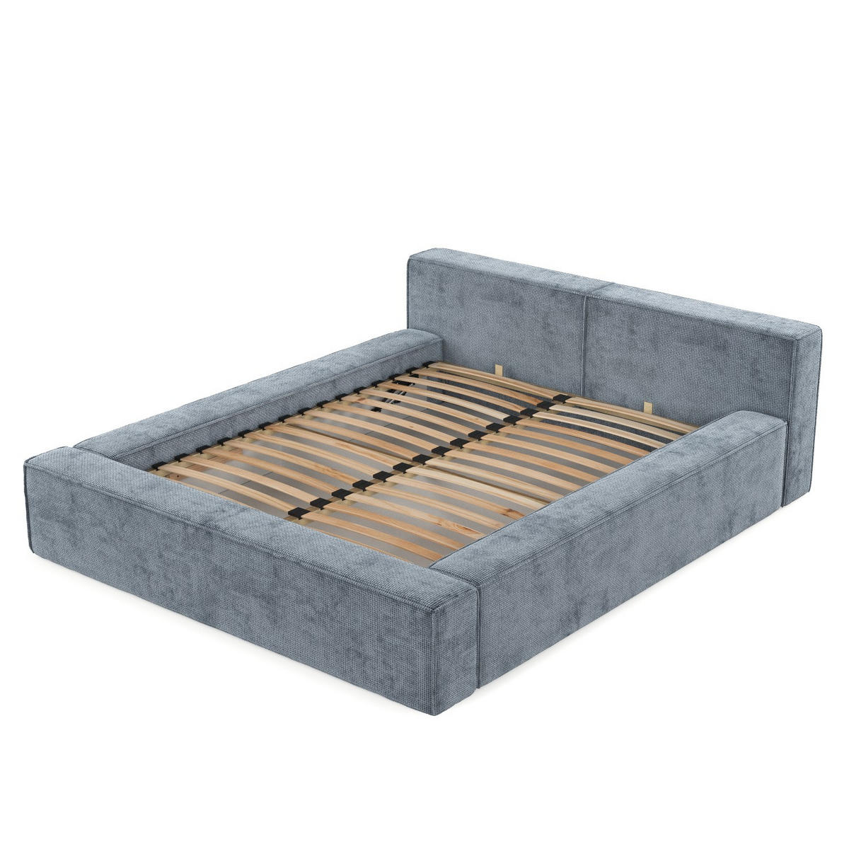 POLSTERBETT Casto mit Stauraum 140/200 cm Hellblau im Bonita Stoff - Schwarz/Naturfarben, Holz/Holzwerkstoff (140/200cm) - AltaBeds