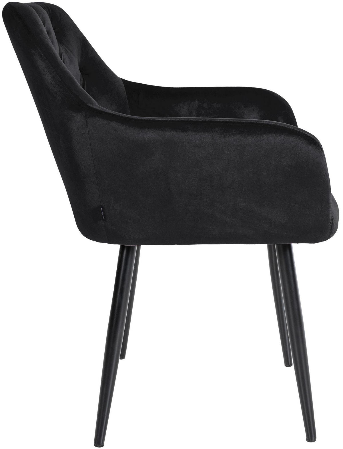ARMLEHNENSTUHL 2er Set Samt schwarz - Schwarz, Textil/Metall (59/82/62cm) - CLP