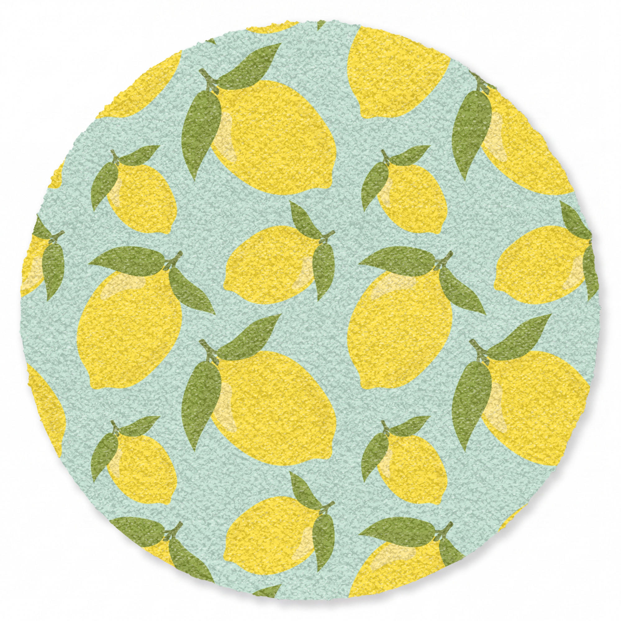 FUSSMATTE Muster Zitronen - Gelb - Blau - Muster - Früchte Flurteppich 90x90 cm - Gelb, Kunststoff/Textil (90/0.4cm) - MuchoWow