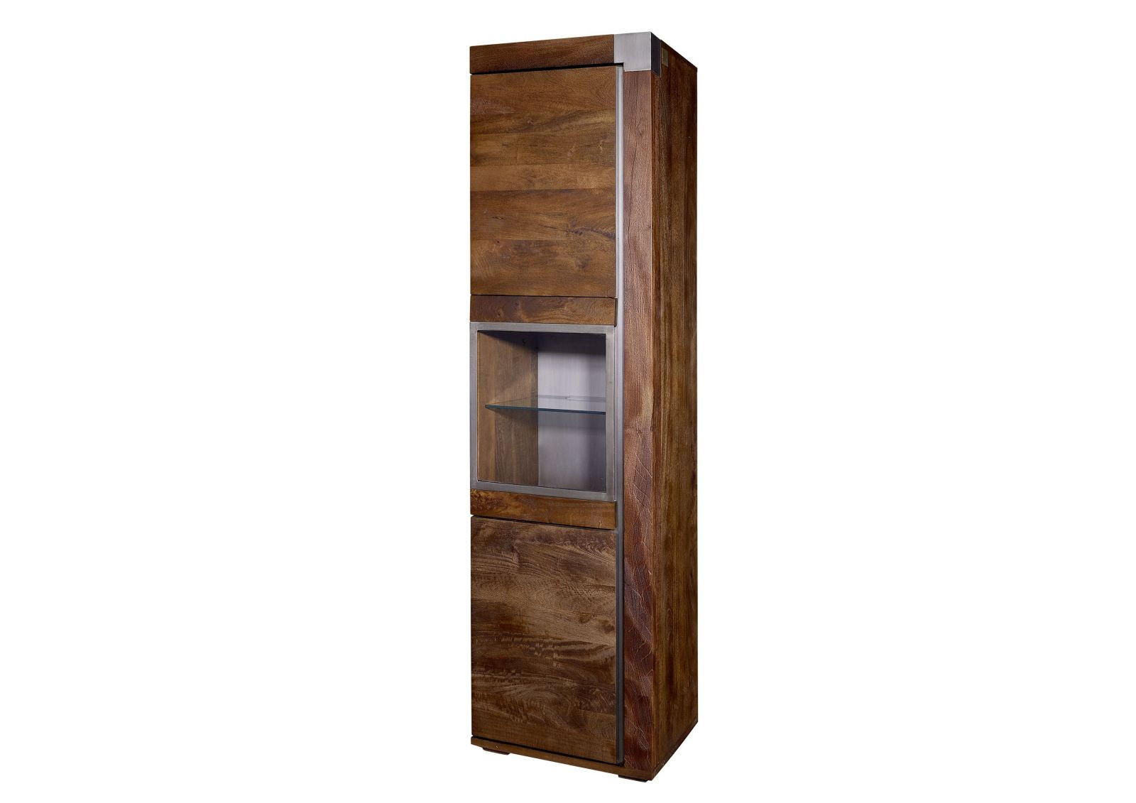 VITRINE Mango 55x45x204 braun lackiert Amsterdam #20 - Braun, Holz (55/204/45cm) - Massivmoebel24
