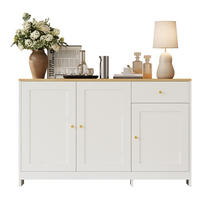 SIDEBOARD aus MDF und Spanplatte 120x40x75 cm Weiß/Natur mit 3 Türen, Schublade und verstellbaren Einlegeböden - Weiß, Holzwerkstoff (120/75/40cm) - Modfu