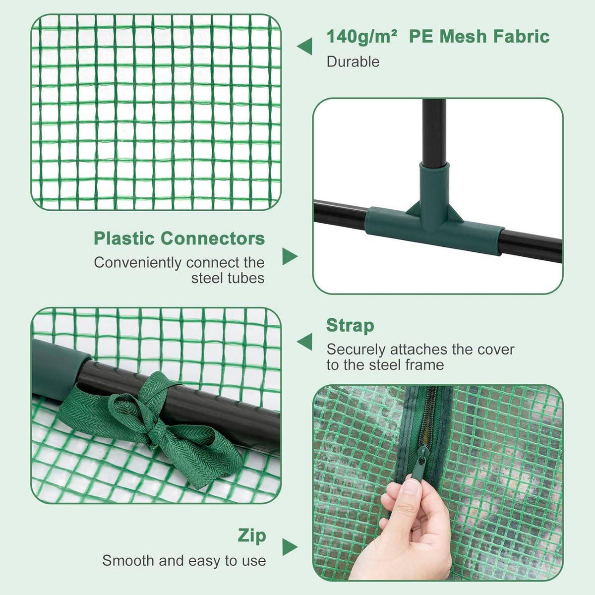 FOLIENGEWÄCHSHAUS Frühbeet, Gewächshaus Balkon, 120x60x60cm - Grün, Kunststoff/Textil (120/60/60cm) - Woltu