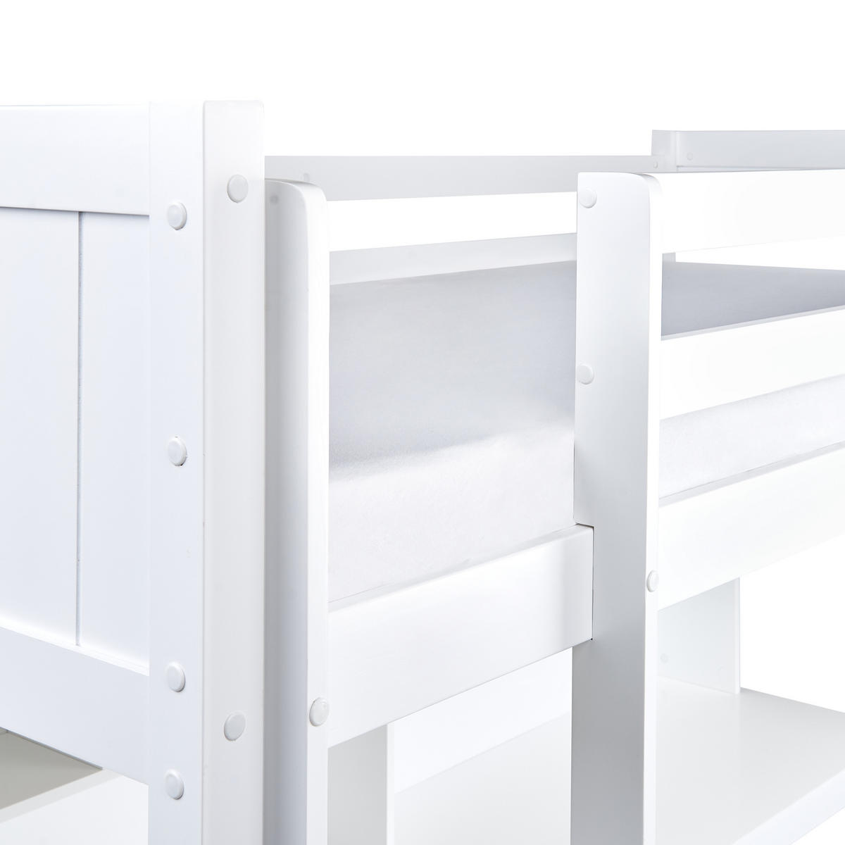 HOCHBETT MIT SCHREIBTISCH 90x200 cm Weiß Foucamont - Weiß, Holz (90/200cm) - Beliani