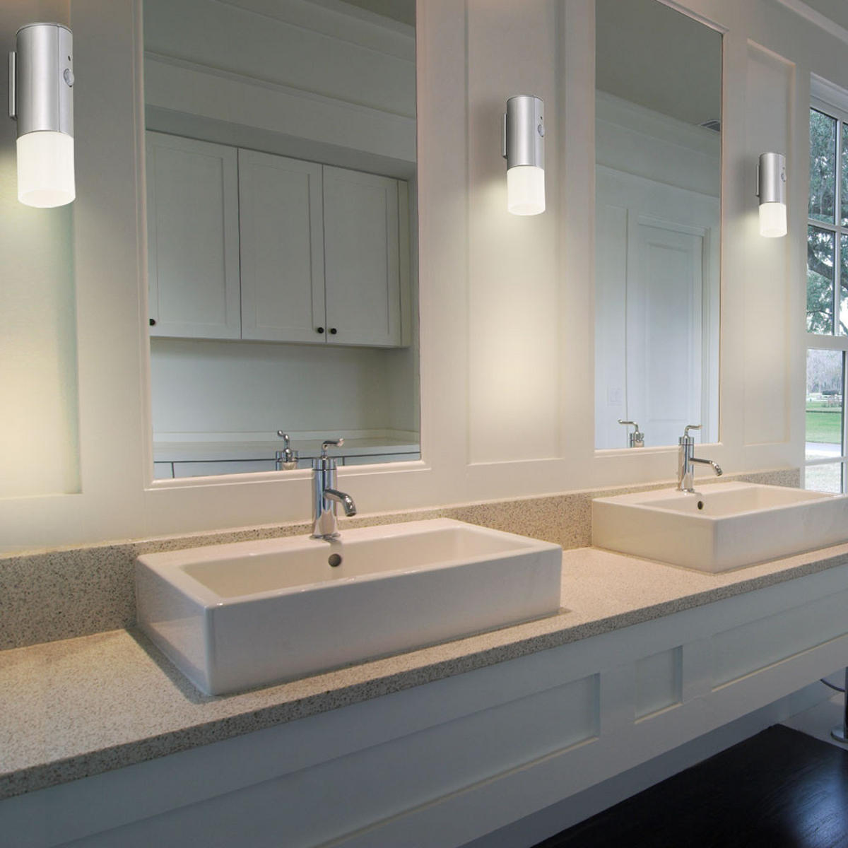 LED WANDLEUCHTE Silber mit Bewegungsmelder - Silberfarben, Kunststoff (4/12.5/4cm) - Briloner