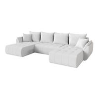 SEDACÍ SOUPRAVA DO U s funkcí spaní a úložným prostorem TOKO-U 378x194x86 bílá bouclé - bílá/černá, kompozitní dřevo/textil (378/86/194cm) - ALTDECOR