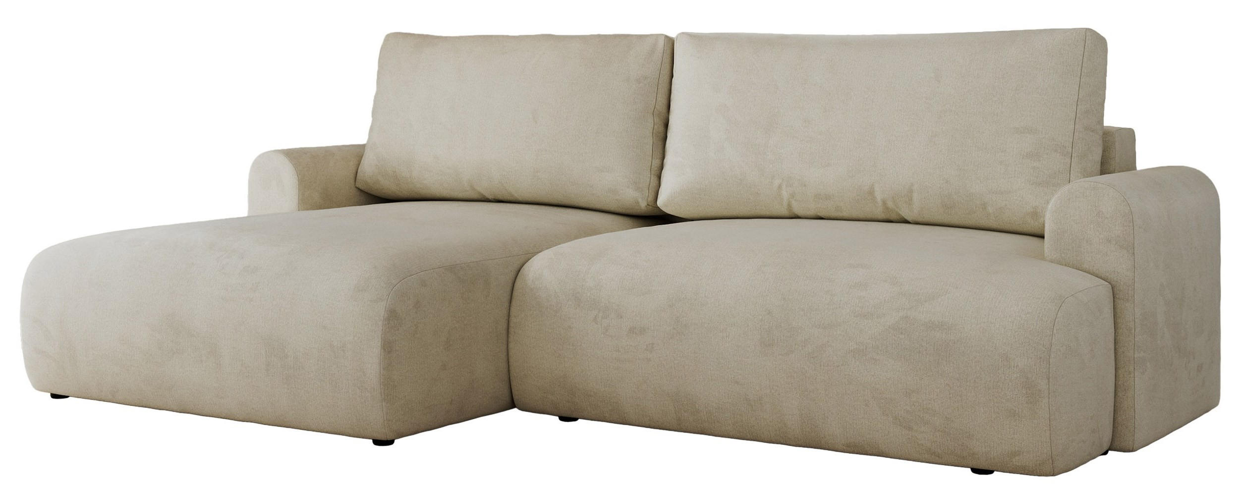 ECKSCHLAFSOFA TONO L Beige Velvet - links - Beige/Schwarz, Kunststoff/Textil (260/150cm) - MKS