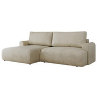ECKSCHLAFSOFA TONO L Beige Velvet - links - Beige/Schwarz, Kunststoff/Textil (260/150cm) - MKS