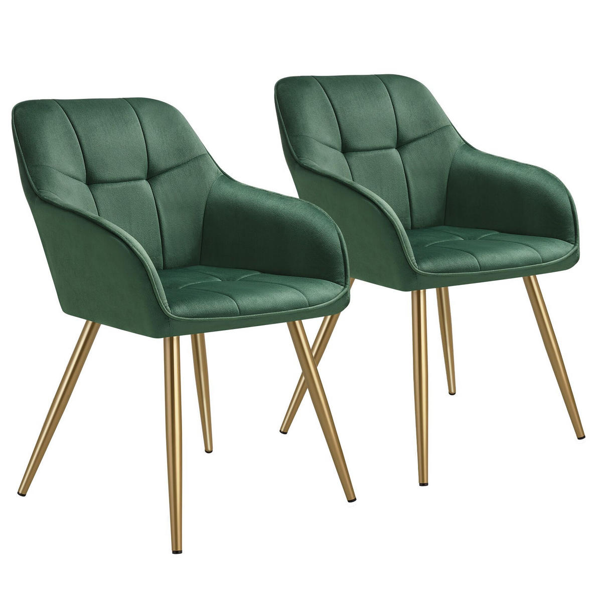 ESSZIMMERSTUHL 2er Set Marilyn 58 x 62 x 82 cm dunkelgrün/gold - Dunkelgrün/Goldfarben, Kunststoff (58/82/62cm) - tectake