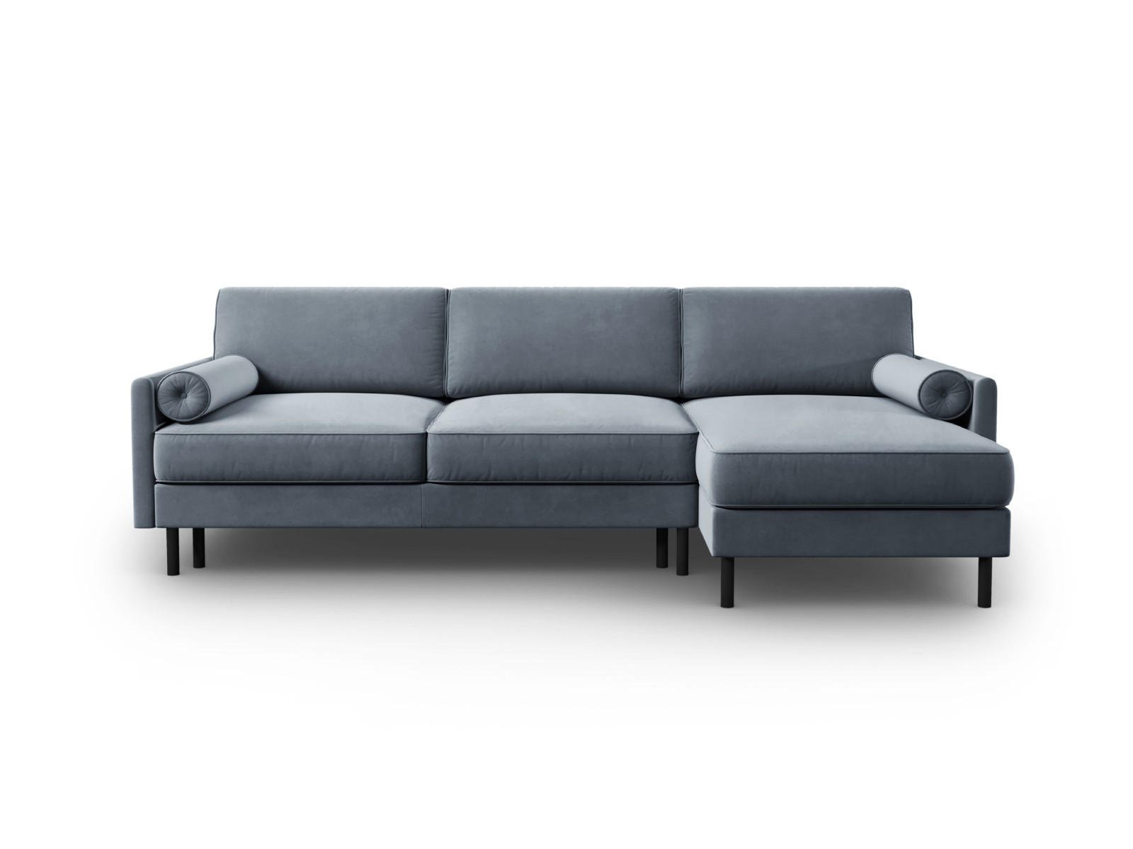 AUSKLAPPBARES-ECKSOFA rechts mit Container Scott aus Samt hellblau 5 Sitzplätze - Hellblau, Textil (142/212cm) - Micadoni