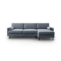 AUSKLAPPBARES-ECKSOFA rechts mit Container Scott aus Samt hellblau 5 Sitzplätze - Hellblau, Textil (142/212cm) - Micadoni