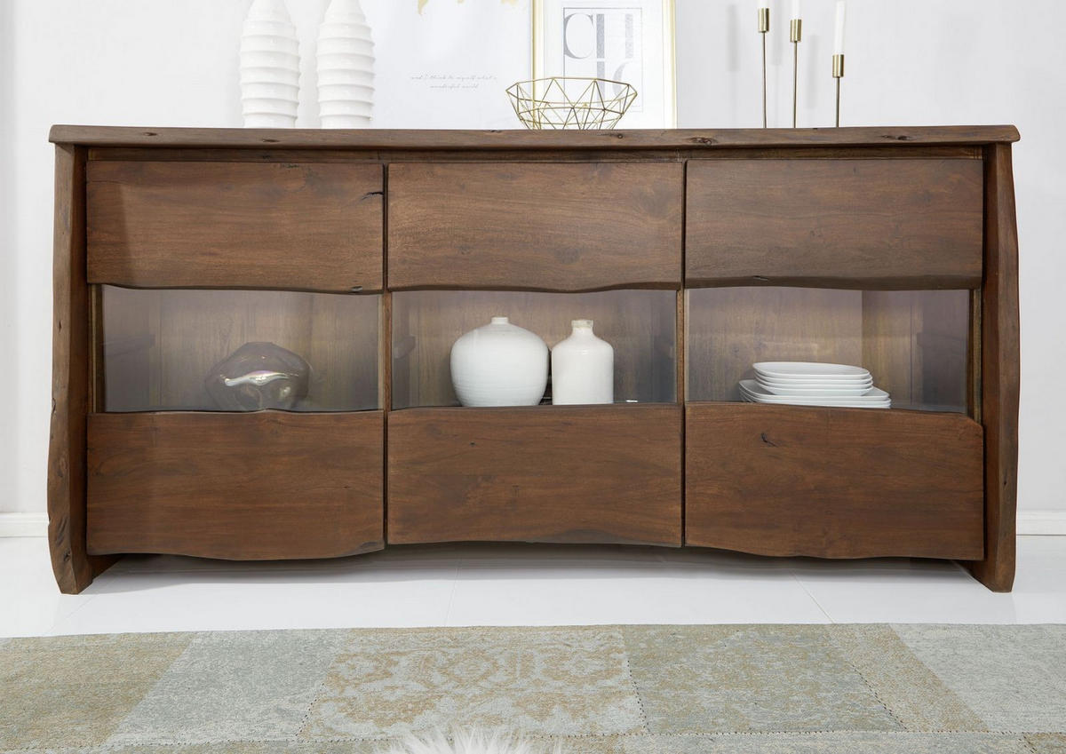SIDEBOARD Akazie 191x45x96 braun lackiert PURE ACACIA #808 - Braun, Holz (191/96/45cm) - Massivmoebel24