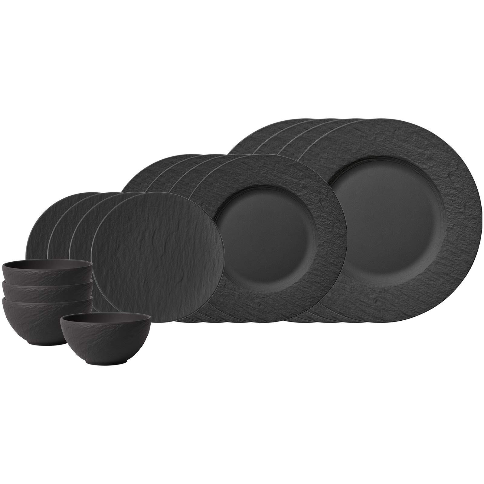 STARTER-SET Manufacture Rock schwarz - Schwarz, Keramik (28/32/38cm) - Villeroy & Boch
