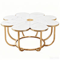 COUCHTISCH Blumenform Weiß Gold Design - Weiß, Metall (100/100/50cm) - Kaket