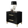 NACHTTISCH LINA GOLD mit Beinen, Hochglanz - Schwarz, Holzwerkstoff (55/52/37cm) - Lookway