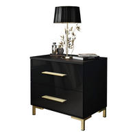 NACHTTISCH LINA GOLD mit Beinen, Hochglanz - Schwarz, Holzwerkstoff (55/52/37cm) - Lookway