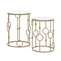 BEISTELLTISCH-SET 41/41/57 cm gold im Nesting-Design mit Glasplatte aus Metall - Goldfarben, Metall (41/41/57cm) - OKWISH