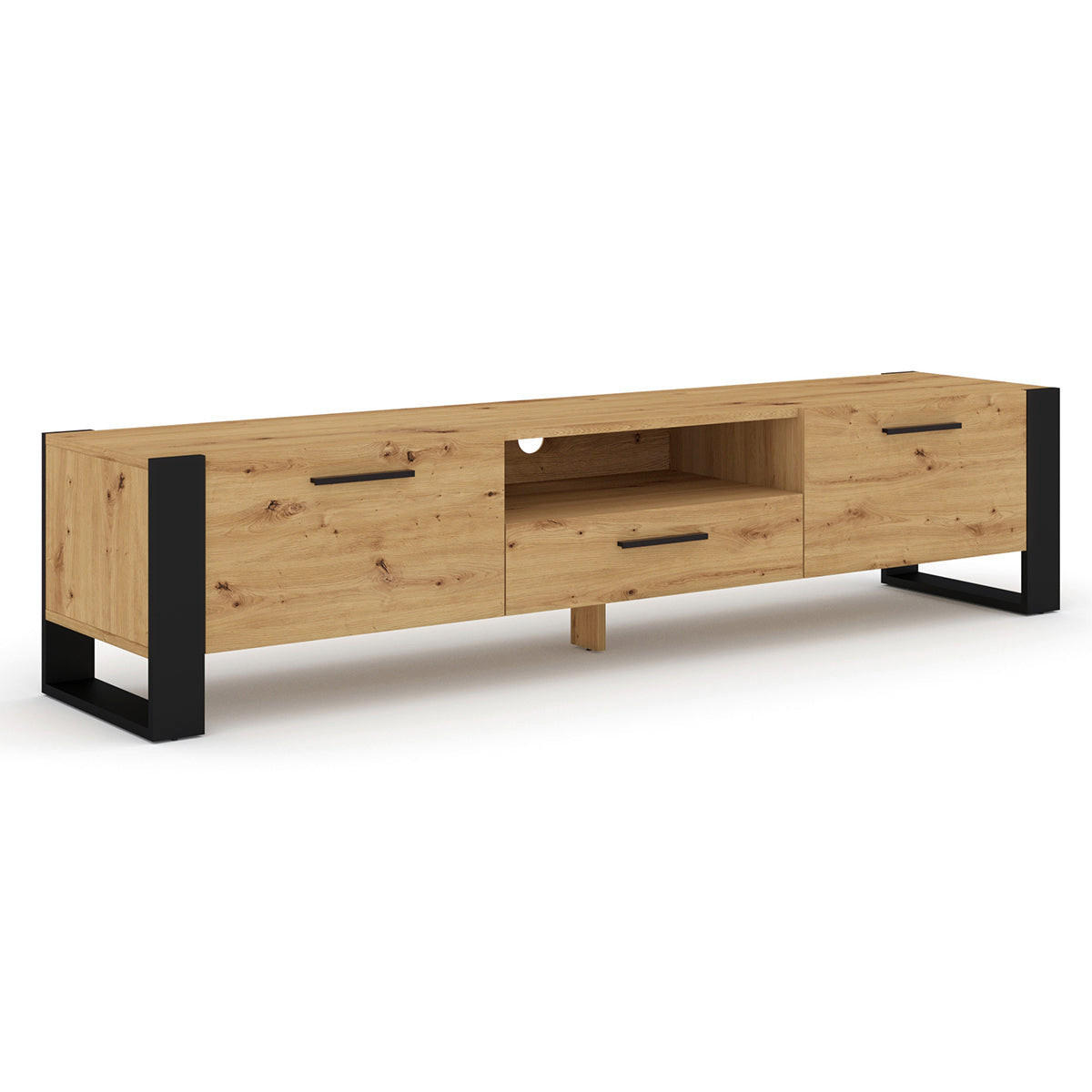 TV STOLÍK Nouka Drevo a čierna farba - čierna, kompozitné drevo (200/48/43cm) - Petits-meubles