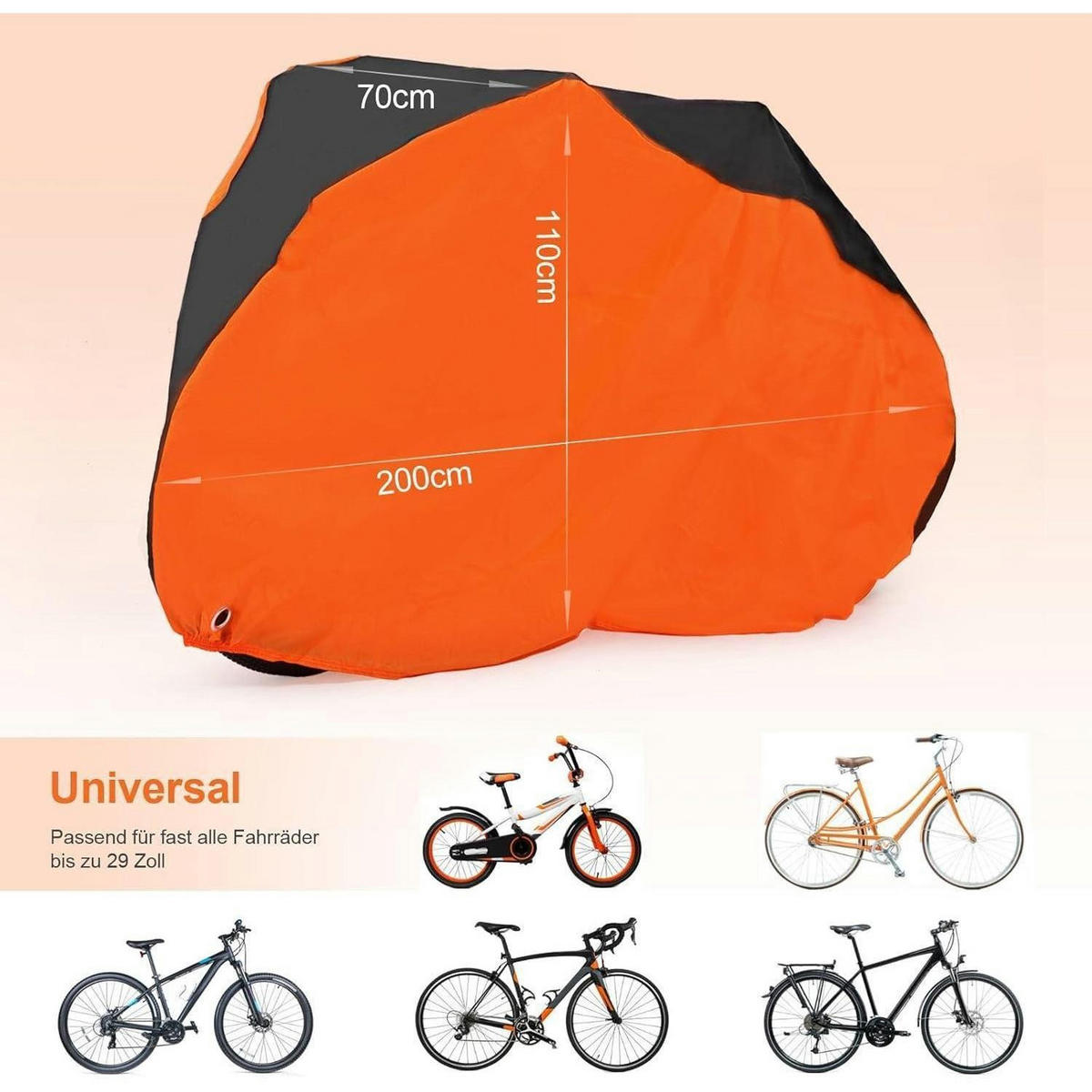 FAHRRADABDECKUNG Wasserdicht 200 x 70 x 110 cm - Multicolor, Textil (70/110/200cm)