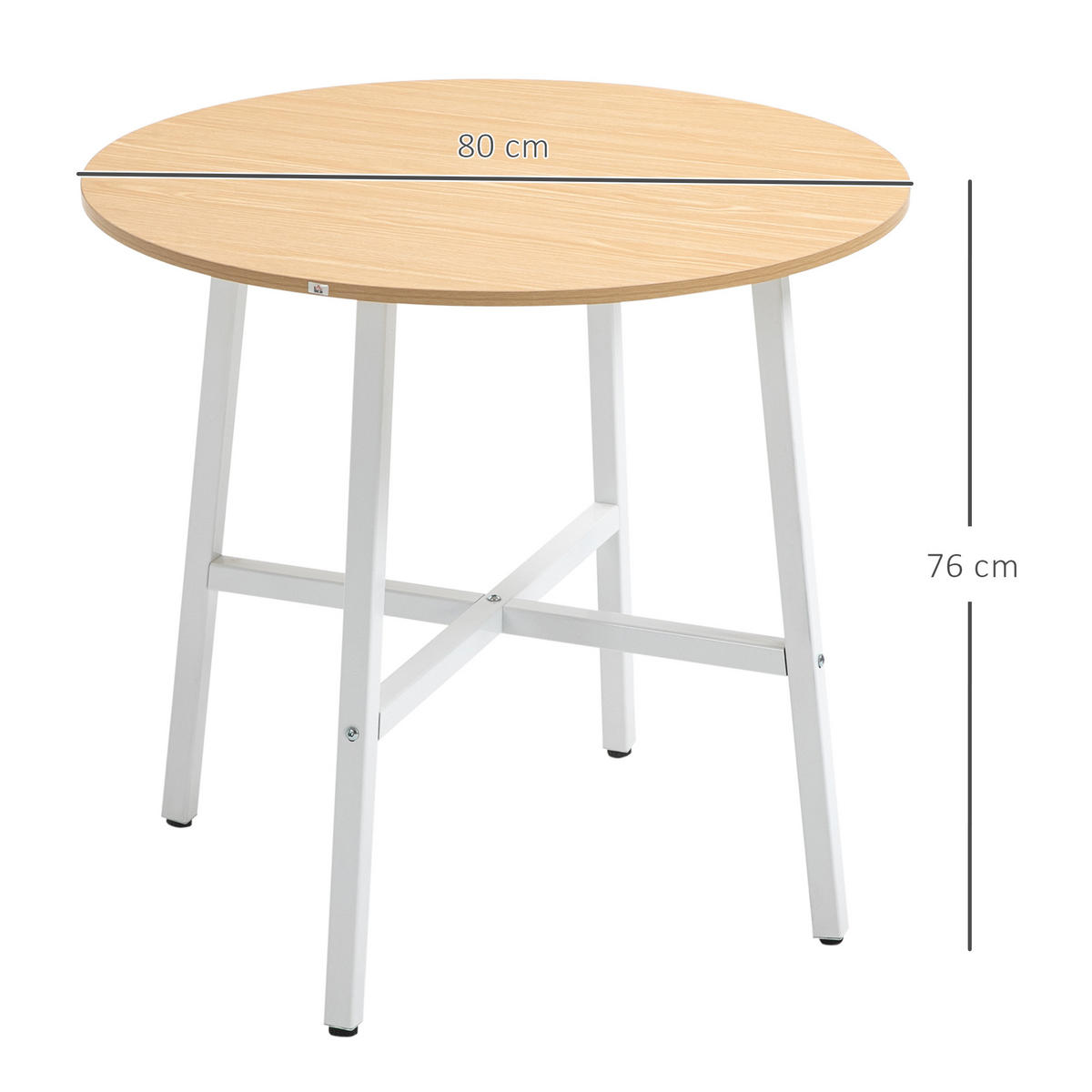 ESSZIMMERTISCH Esstisch Küchentisch für 4 Personen für Esszimmer, Küche, Braun - Naturfarben, Holzwerkstoff/Metall (80/80/76cm) - HOMCOM