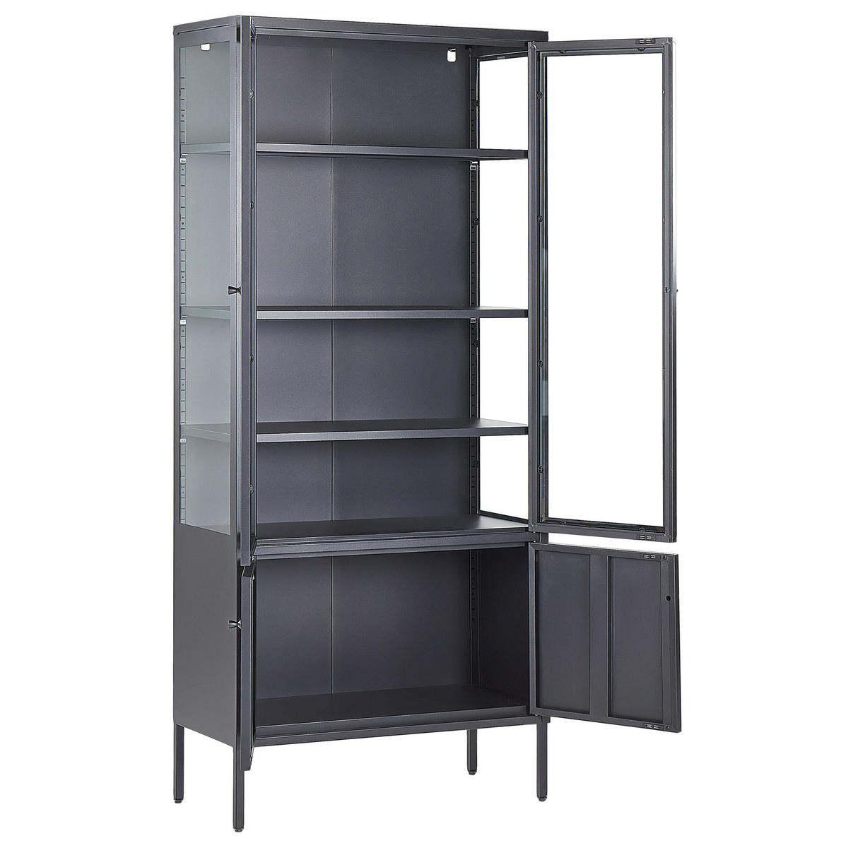 VITRINE Schwarz Oxted - Schwarz, Metall (80/180/35cm) - Beliani