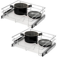 TELESKOPSCHUBLADEN (2er Set), für 60 cm Schrank, Metall, Chrom - Chromfarben, Metall (57/14/44cm) - bremermann
