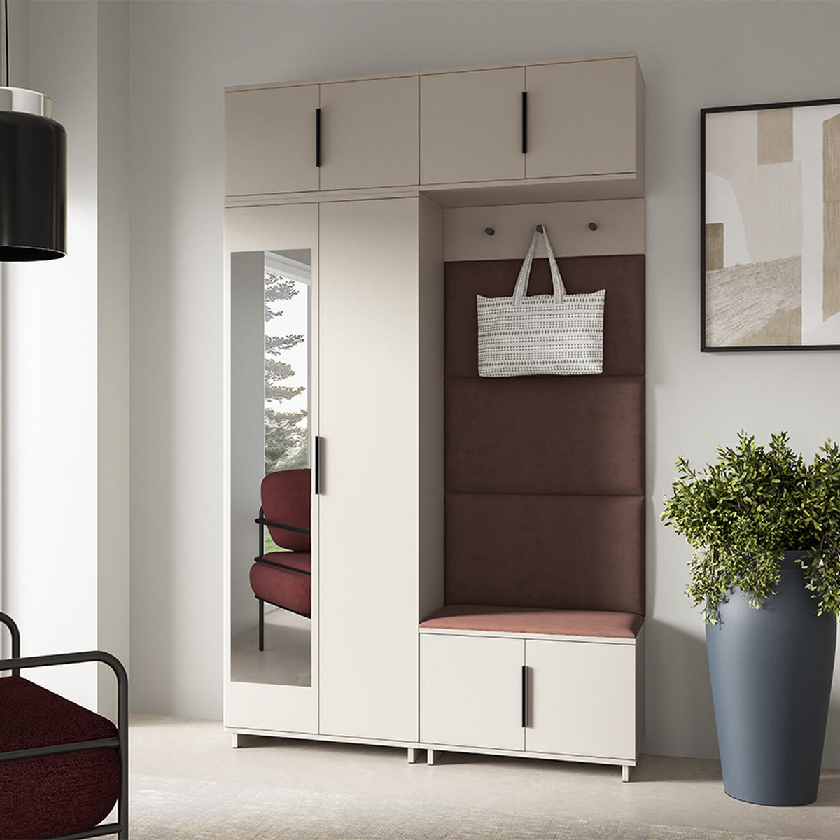 GARDEROBE NAPOLI 1 Flur und Eingangsbereich BRAUN - Beige/Braun, Holzwerkstoff (140/225/40cm) - Jerpax