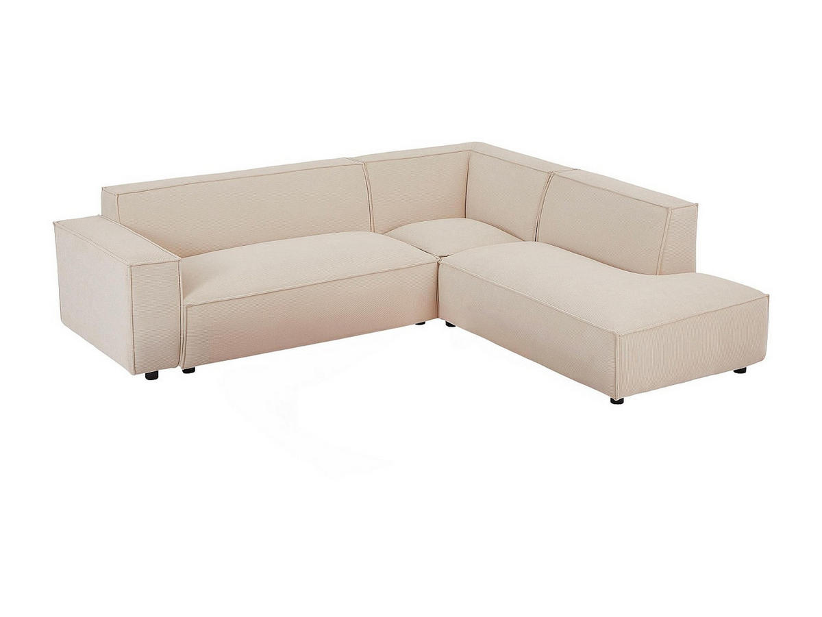 SOFA - 7 Personen - samt - beige Borore - Beige, Holz/Textil (95/75/95cm) - Vente-Unique