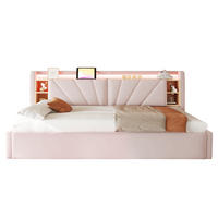 POLSTERBETT 90*200 cm mit LED, USB und Stauraum, Rosa - Pink, Textil (90/200cm) - FLIEKS