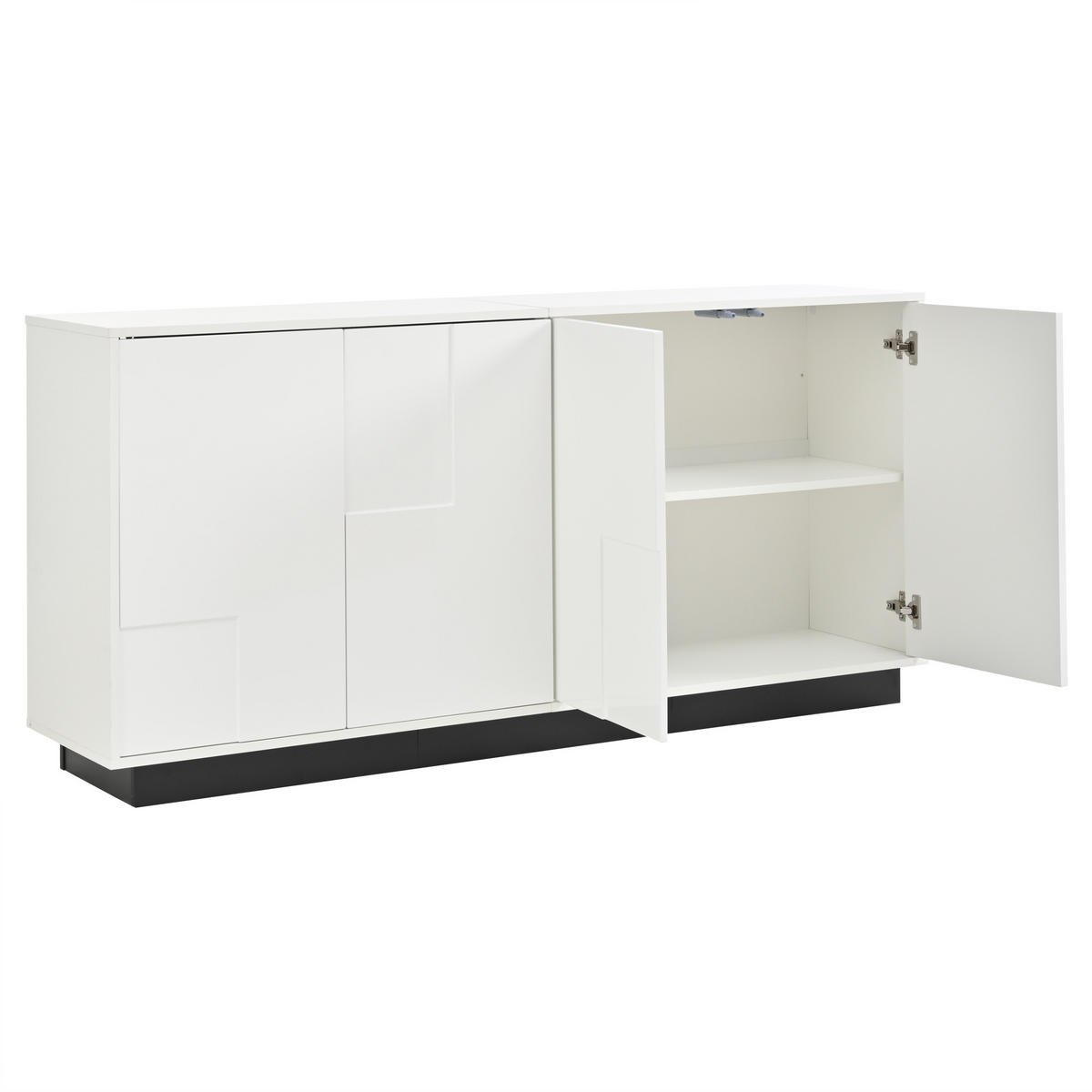 SIDEBOARD DE-37817 mit 4 Türen und geometrischem Design Weiß - Weiß, Holzwerkstoff (160/75.5/37cm) - ComfortXL