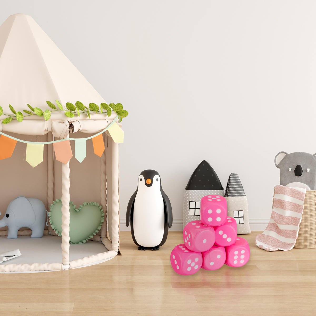 6xSCHAUMSTOFFWÜRFEL - Pink, Kunststoff (7.5/7.5cm) - Relaxdays