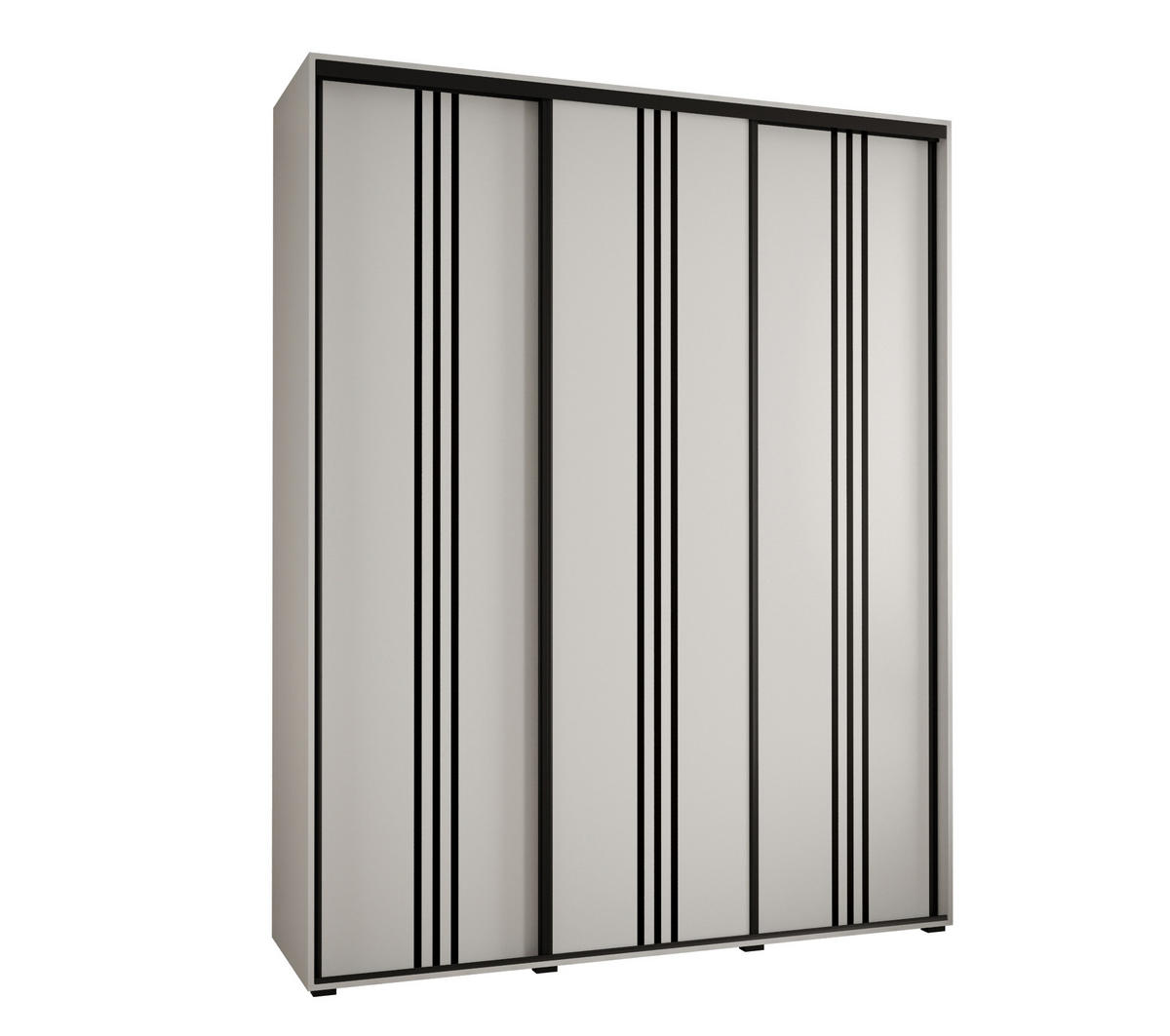 SCHWEBETÜRENSCHRANK 235,2/190/60 3-türig - Schwarz/Weiß, Holz/Metall (190/235/60cm) - Abiks Möbel