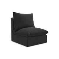 SOFAELEMENT Samt Stoff Schwarz - Schwarz, Holzwerkstoff/Kunststoff (75/77/90cm) - Makamii