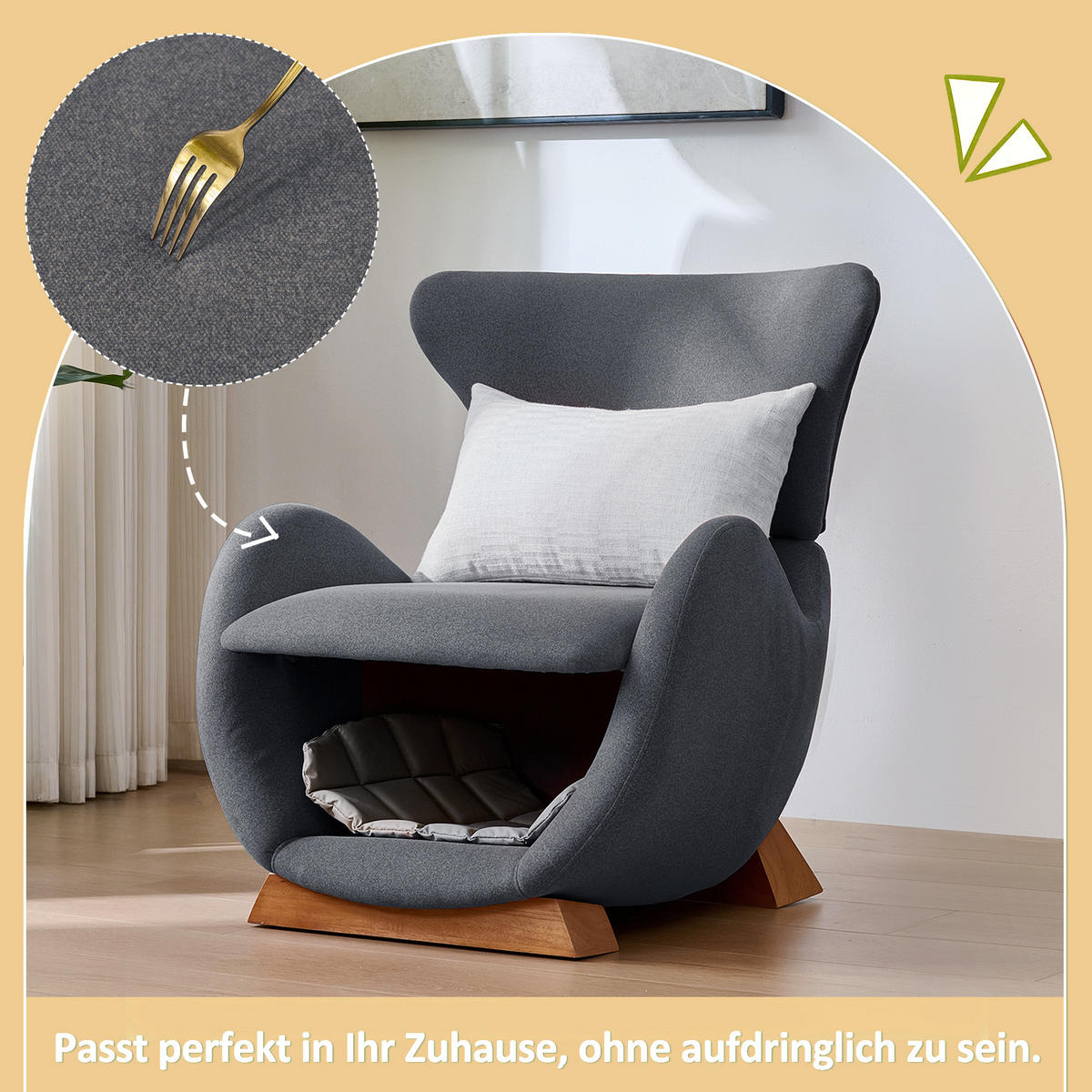 SESSEL DE-33436 mit Walhai-Look mit Haustierhöhle Grau - Grau, Holzwerkstoff (69/76/66cm) - ComfortXL