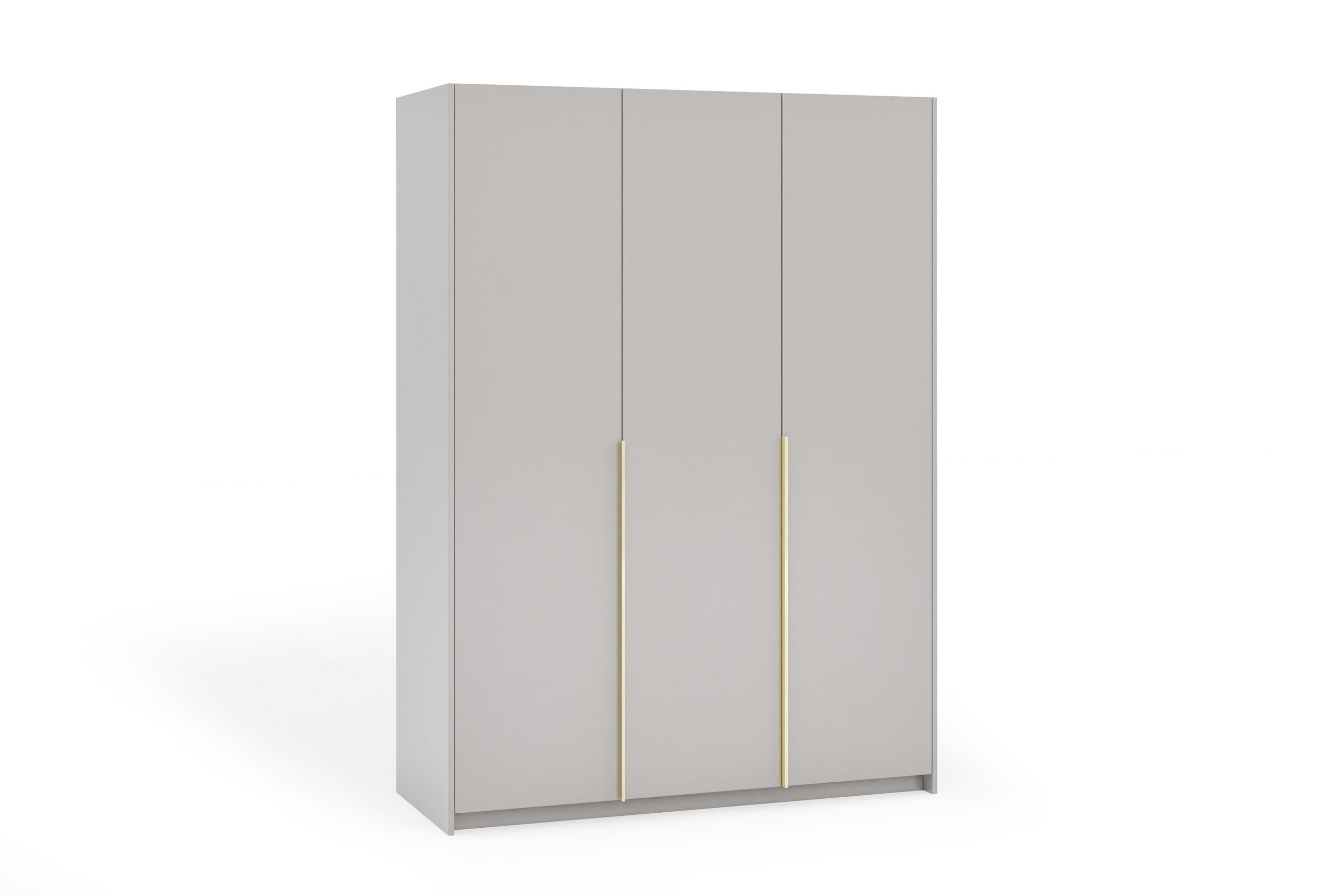 DREHTÜRENSCHRANK Apollonia ohne Spiegel 150x204cm 3-türig, kaschmir, goldene Griffe - Kaschmir/Goldfarben, Kunststoff (58/205/150cm) - Margaret Hadas24