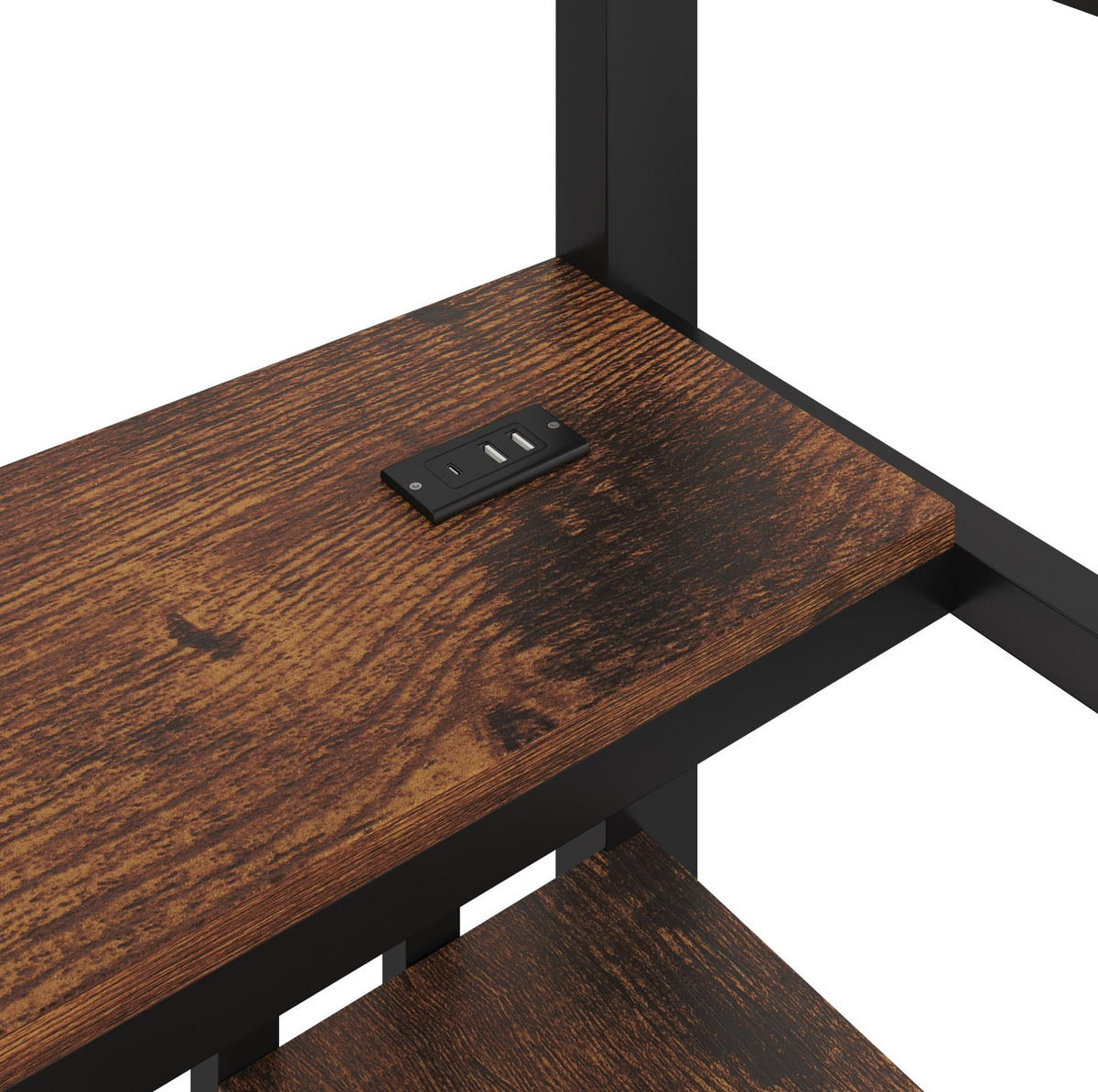 HOCHBETT 90/200 cm Schwarz aus Metall mit Schreibtisch - Schwarz, Metall (90/200cm) - OKMYHOME
