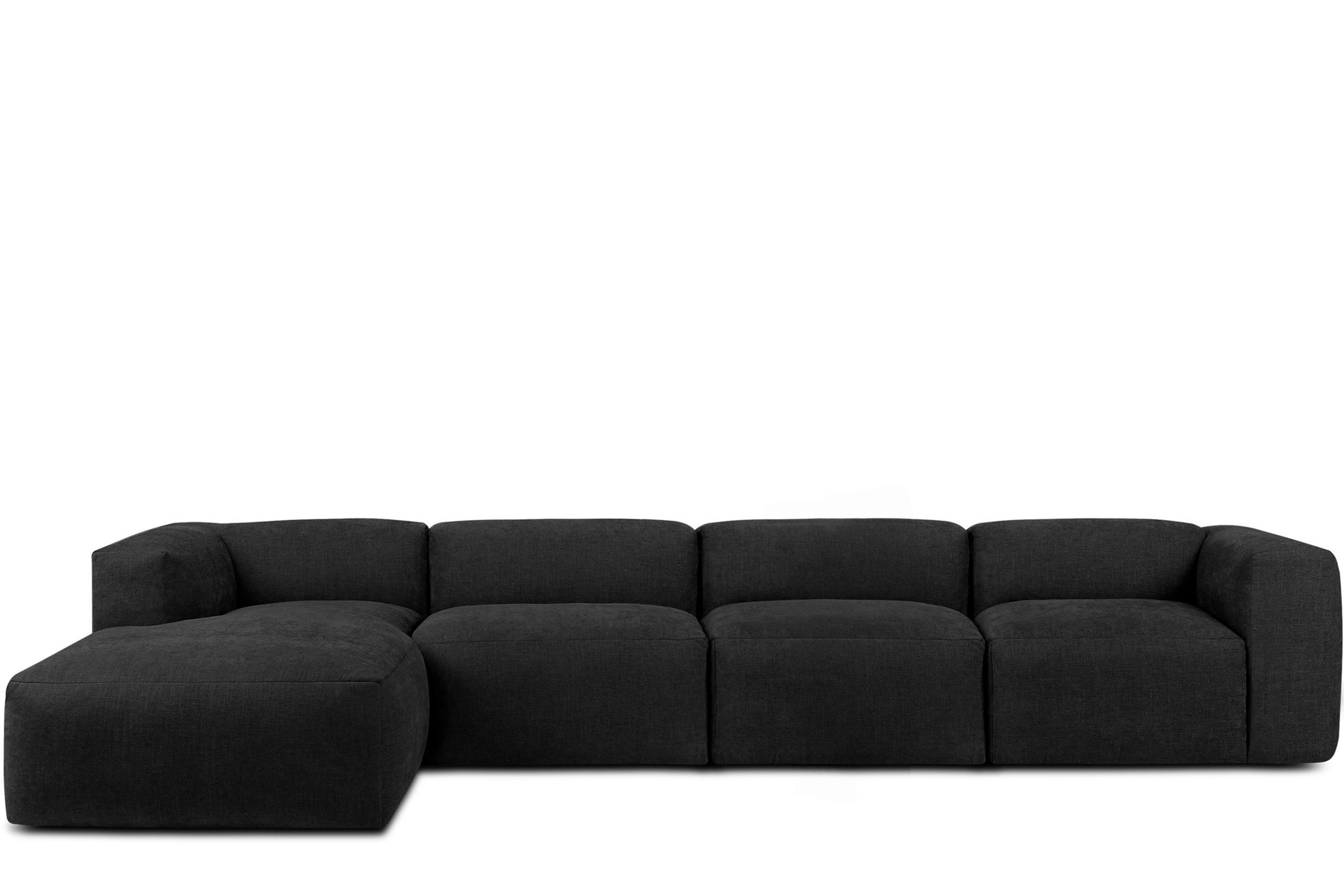 ECKMODULSOFA-LINKS BUFFO 6-Sitzer mit extrem weicher Sitzfläche, Gewebestoff, graphit - Graphitfarben, Textil (377/180cm) - KONSIMO®