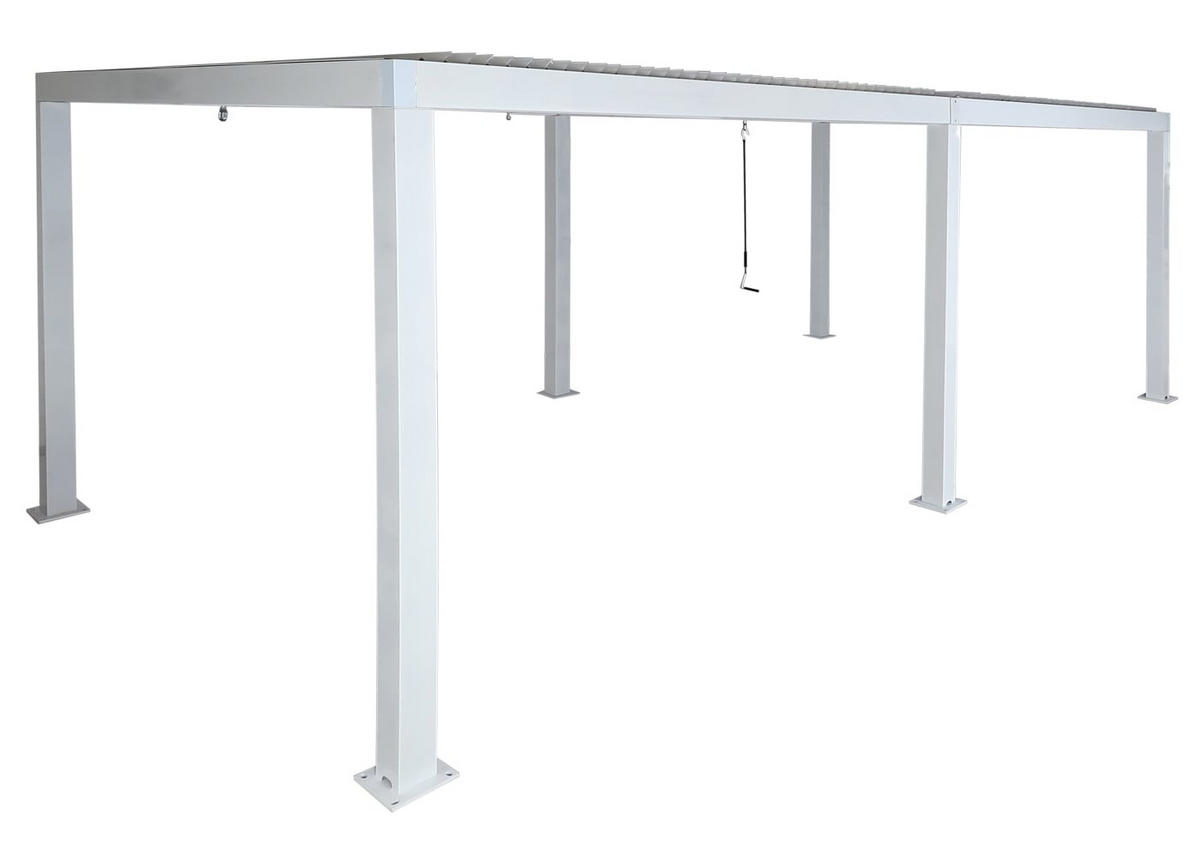 CARPORT HxBxT 220x583x301cm 11cm-Aluminium-Gestell Regenrinne sturmfest 3x6m Weiß - Weiß, Metall (583/220/301cm) - PROREGAL