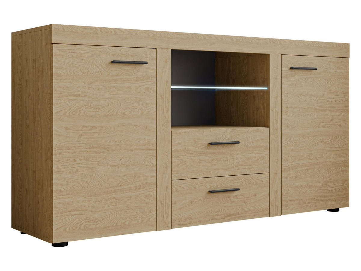 KOMMODE Rumba mit LED Beleuchtung - Eichefarben, Holzwerkstoff (156/82/40cm) - MIRJAN24
