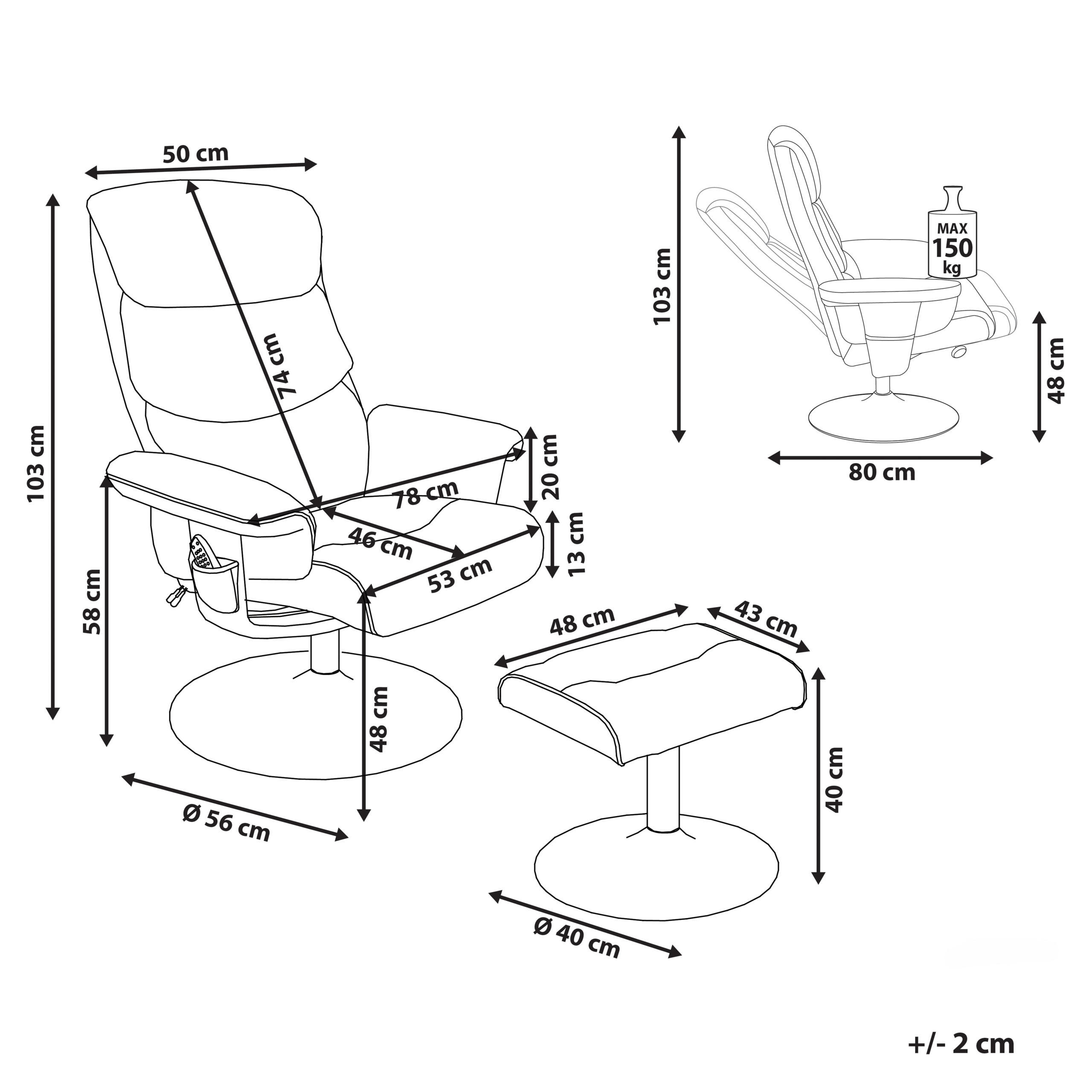 Thumbnail - Beliani Massagesessel, Grau, Textil, 1-Sitzer, 50x103x80 cm, Wohnzimmer, Sessel, Massagesessel