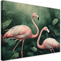 WANDBILD flamingos botanik natur - Grün, Textil (60/40cm) - Feeby