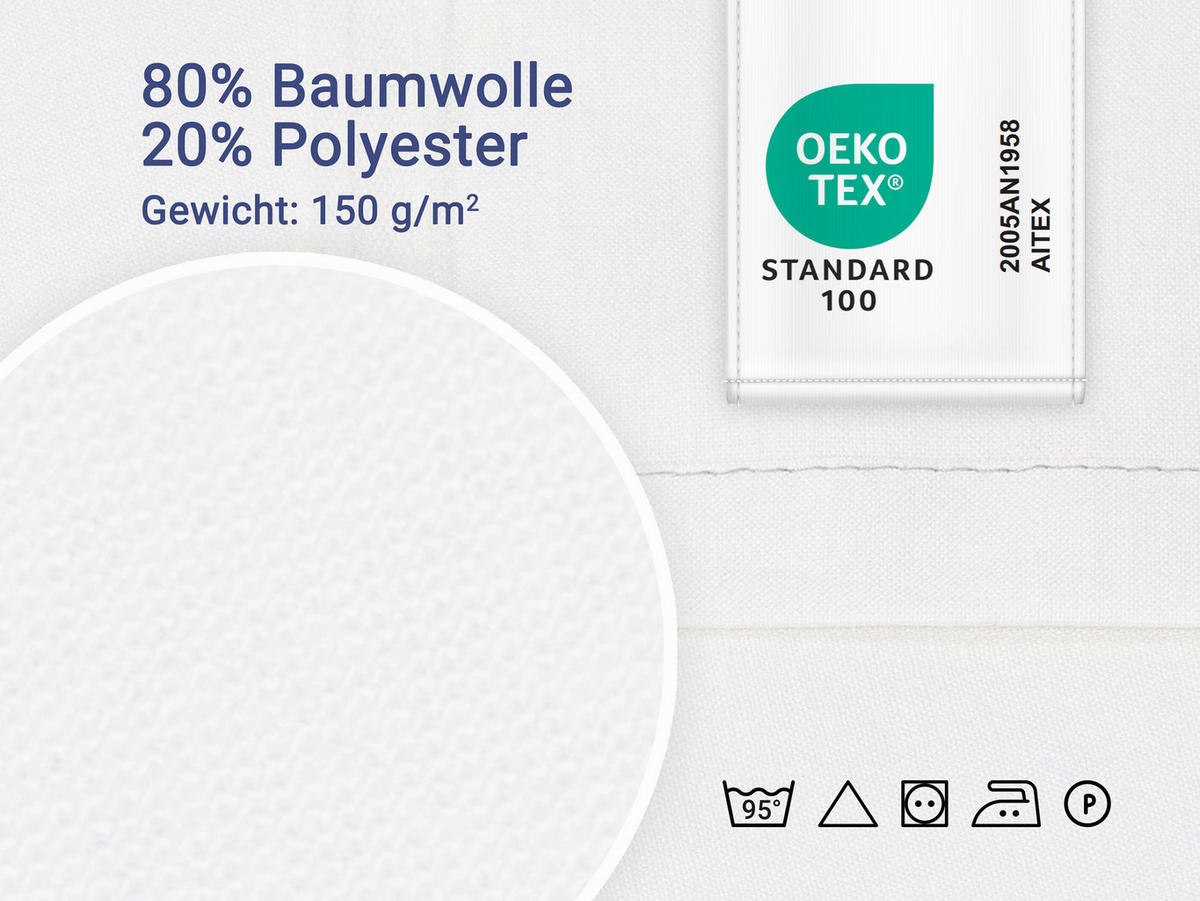BETTLAKEN, 160x260 cm, 80% Baumwolle, 20% Polyester - Weiß, Naturmaterialien (160/260cm) - Zollner