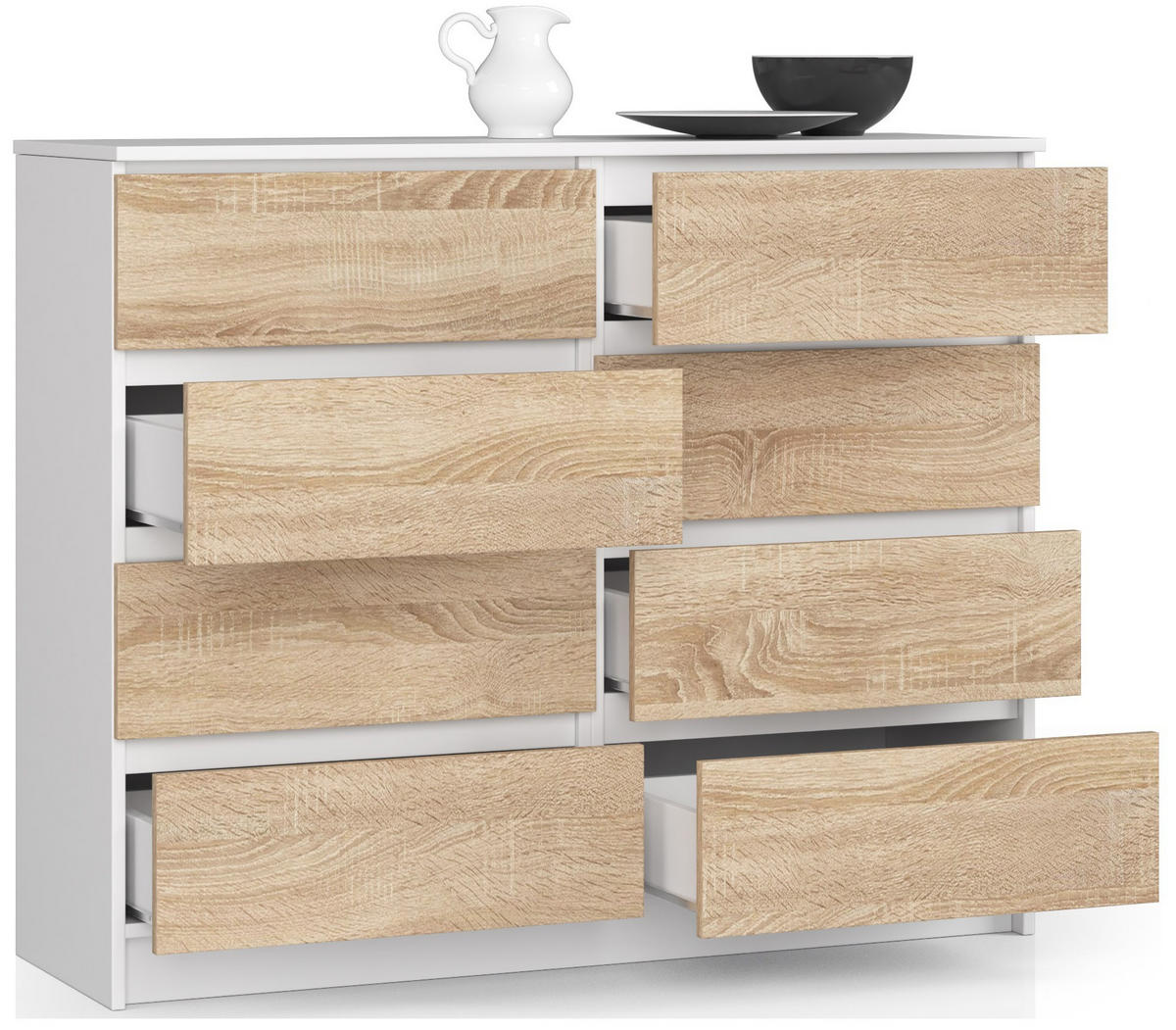 KOMMODE Weiß, Sonoma Eiche 120x40x99 cm - Weiß/Sonoma Eiche, Holzwerkstoff (120/99/40cm) - Akord