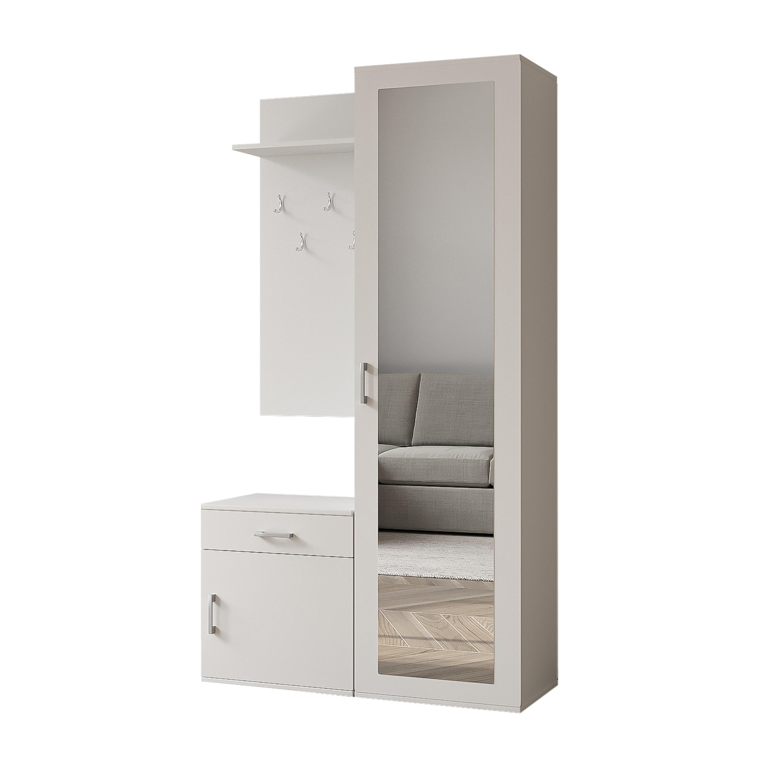 AX Living Garderobenschrank Weiß 100x180.5x35 cm