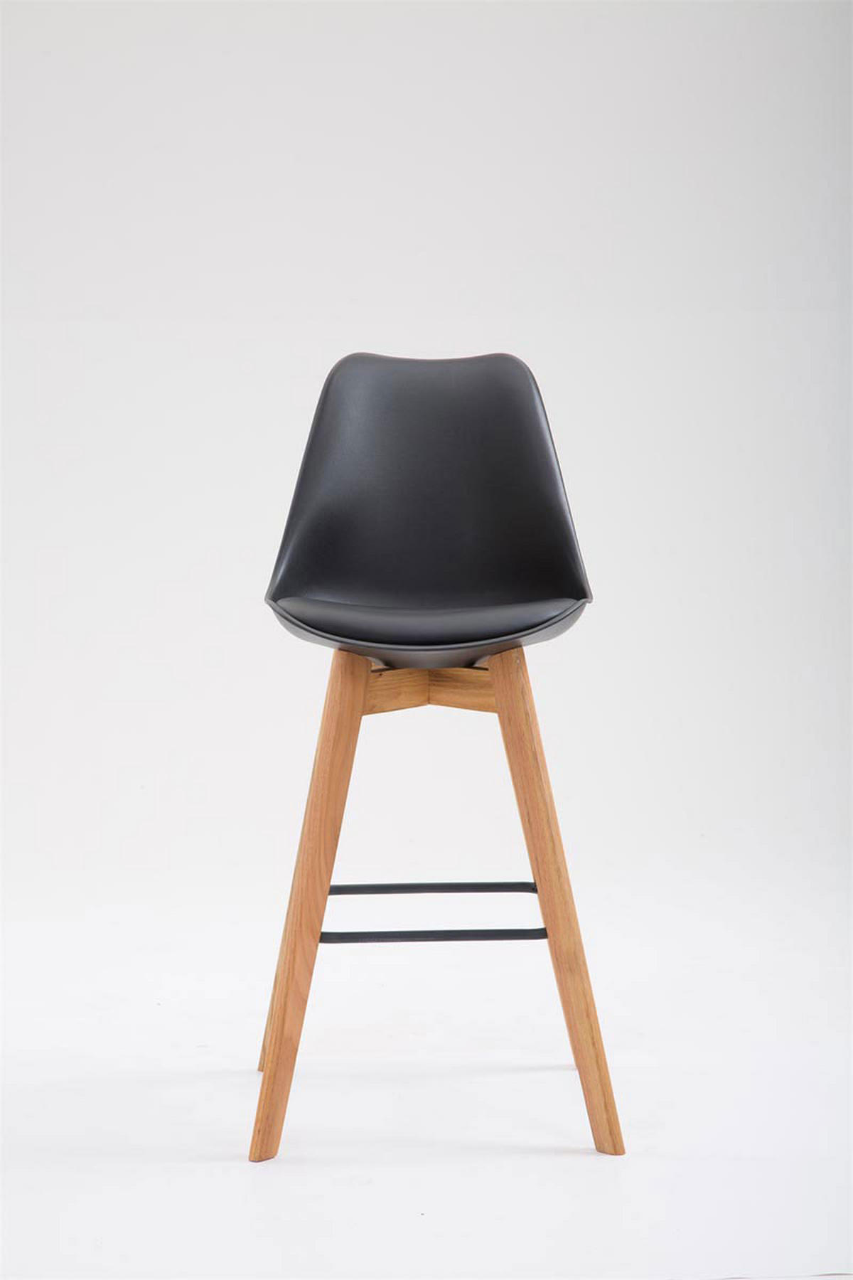 BARHOCKER Kunststoff schwarz - Eukalyptusholzfarben/Schwarz, Holz/Kunststoff (48/112/56cm) - CLP