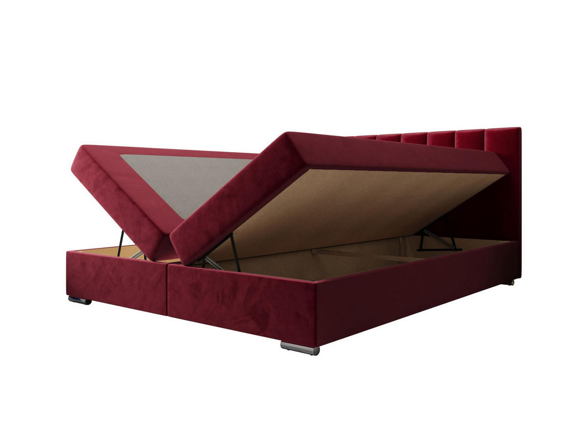 BOXBETT ZILANO 2 mit Matratze H3 und Topper 180x200 Itaka 34 - Rot, Holz/Textil (180/200cm) - Bedante