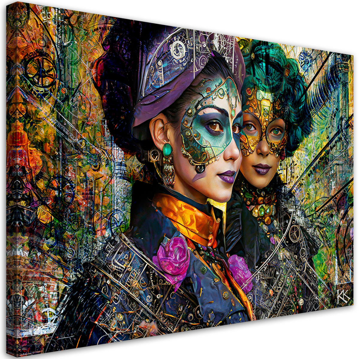 WANDBILD karneval frau abstraktion - Multicolor, Textil (60/40cm) - Feeby