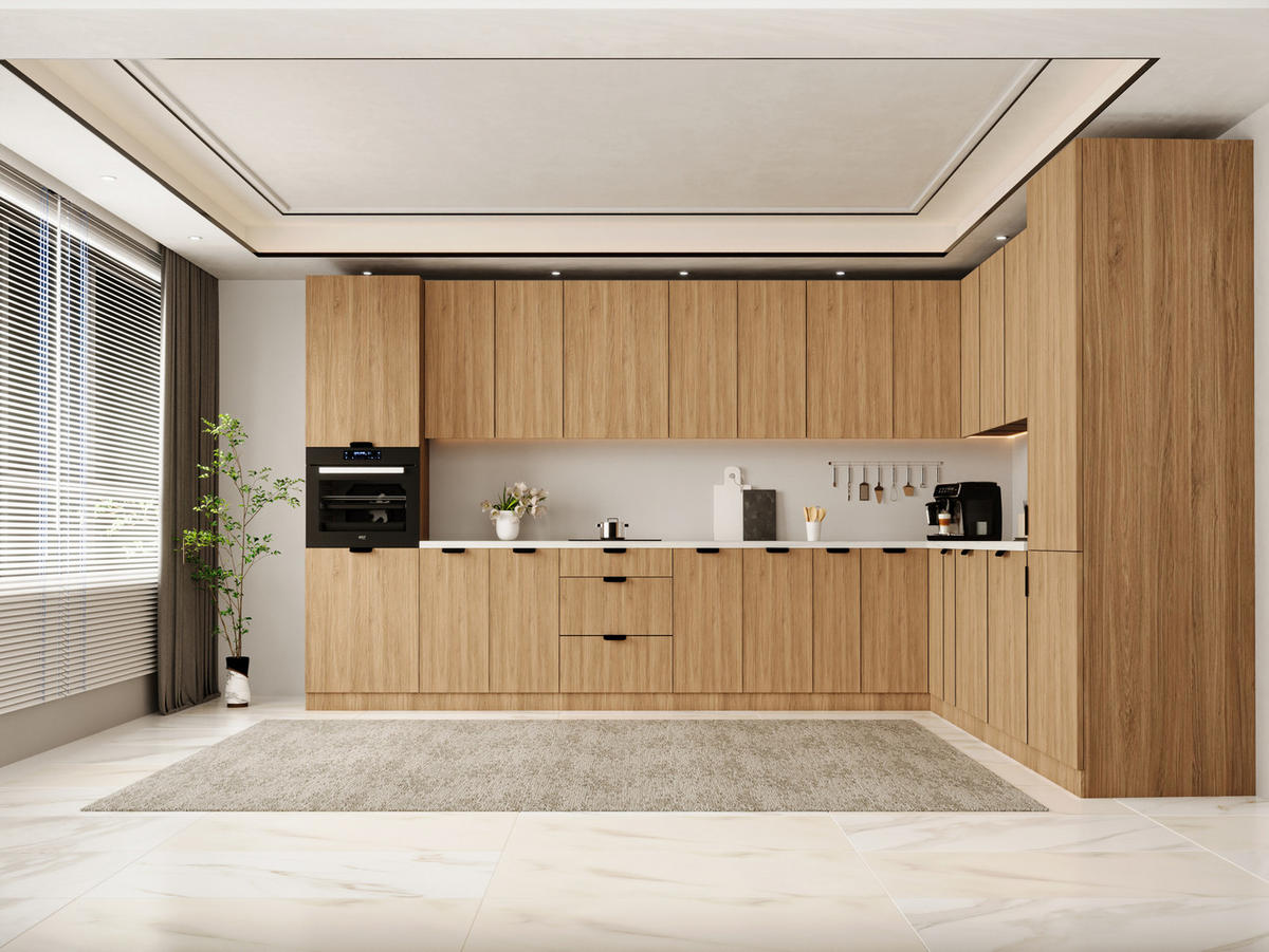 WINKELKÜCHE 385 x 285 cm - Sorento KS11-M385 - in Sonoma Eiche - Schwarz/Sonoma Eiche, Holz/Metall (670/247/58cm)