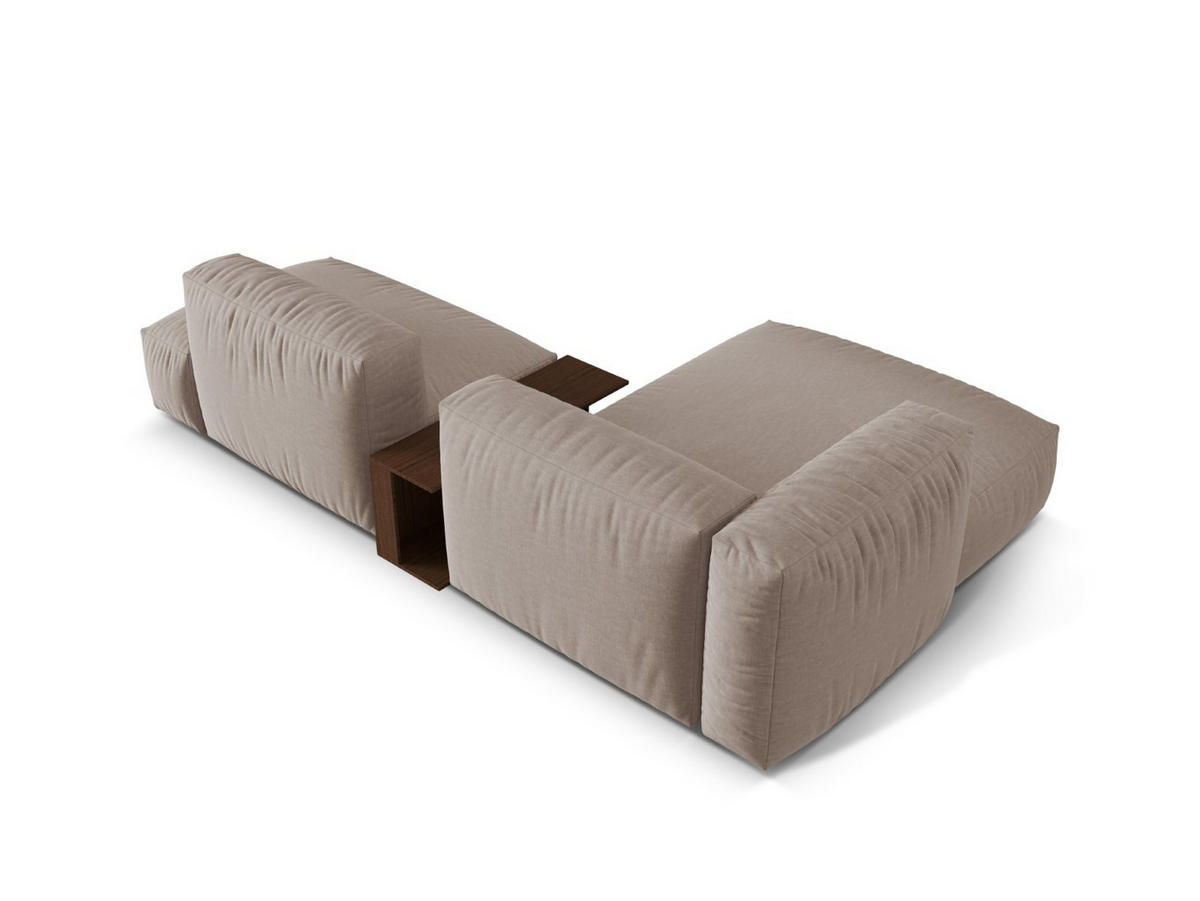 ECKSOFA modular links Martina aus strukturiertem Stoff dunkelbeige 2 Sitzplätze - Mokka, Textil (176/285cm) - Micadoni