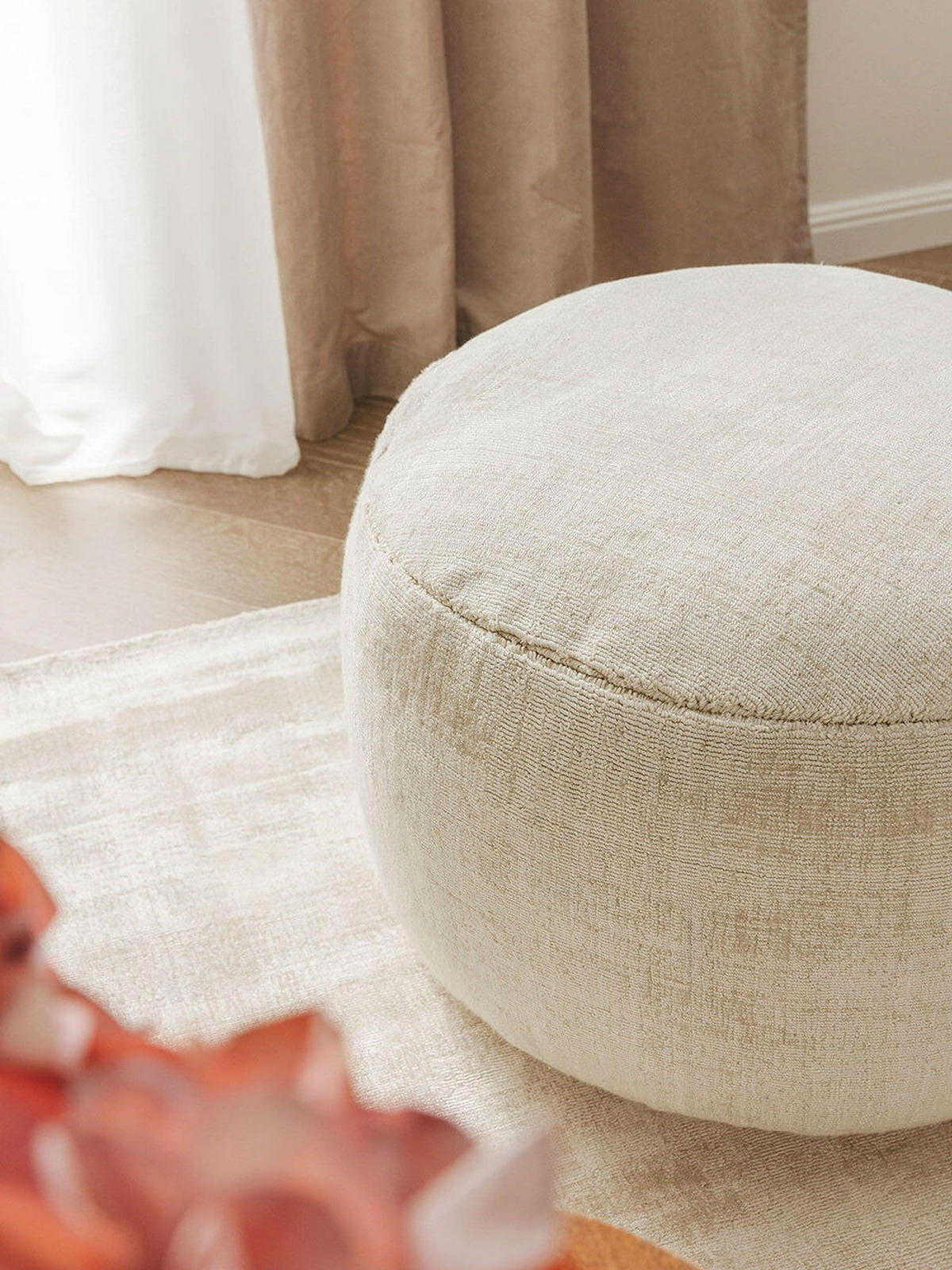 POUF Nova Cream 55x55x30 cm - Beige, Textil (55/30/55cm) - KUNSTLOFT