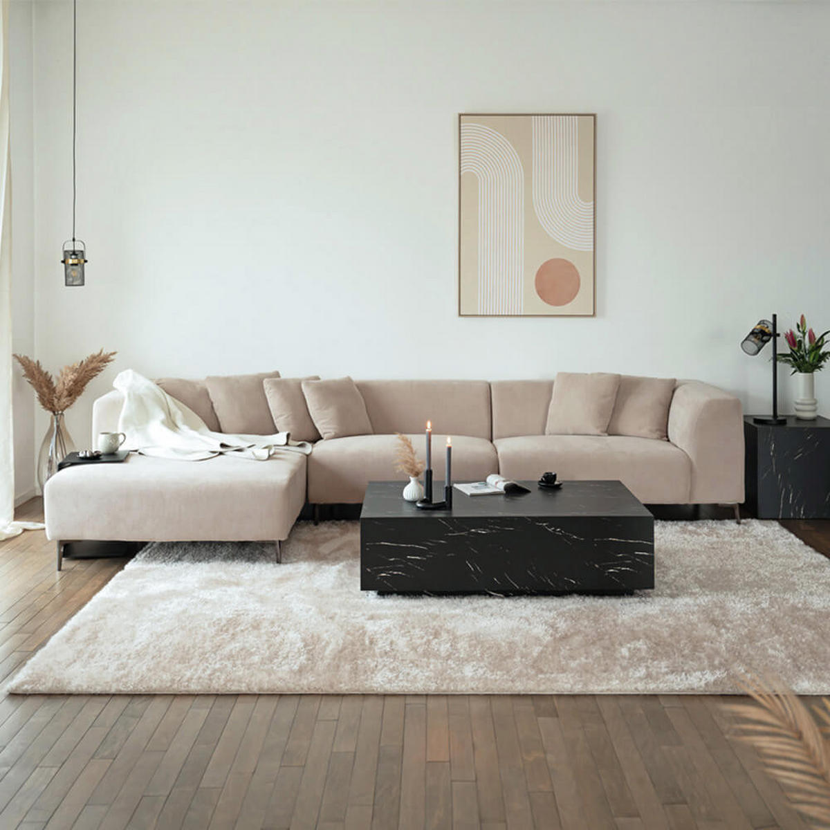 ECKSOFA TORINO - Links - Beige, Kunststoff (344/178cm) - Home Deluxe